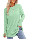 ‌Women's Simple Rpund Neck Long Sleeve Loose Fit Casual T-Shirt‌s