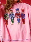 Women's Cute Christmas Sweatshirt with Sequin Deco