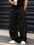 Men's Casual Streetwear Baggy Contrasting Piping Wide Leg Parachute Pants