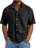 Men's Casual Short Sleeve Lapel Solid Color Shirt