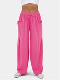 Women's Casual High-Rise Drawstring Oversized Pants