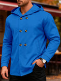 Men's Autumn Casual Solid Color Double Breasted Hooded Coats