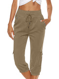 Women's Cozy Lightweight Plain Drawstring Cropped Pants