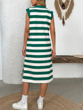 Women's Casual Stripe Lapel Short Sleeve Shirt Dress