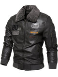 Men's Vintage Motorcycle Style Patchwork Fleece Lined Faux Leather Jackets