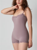 Women's Lace Trim Bodysuit Tummy Control Shapewear Romper Jumpsuit