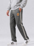 Mens Side Stripe Track Pants Drawstring Athletic Pants