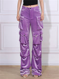 Retro Women's Velvet Straight Pockets Cargo Pants