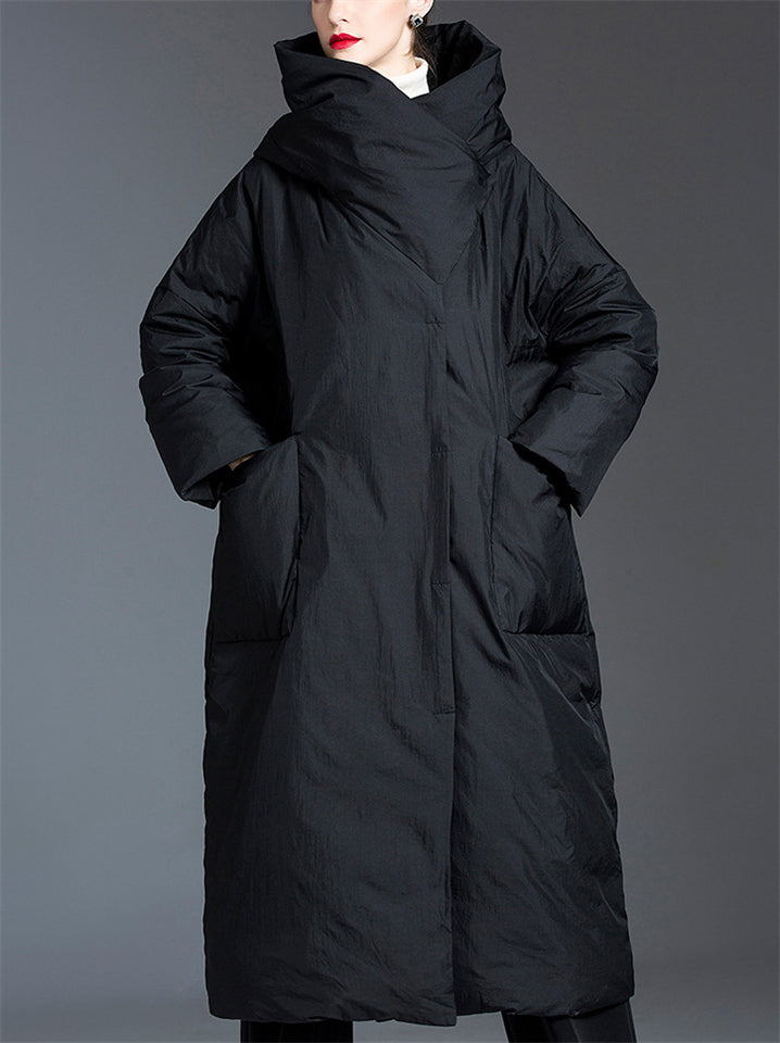 Korean Style Women's Hooded Knee Length Down Coat