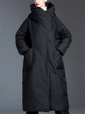 Korean Style Women's Hooded Knee Length Down Coat