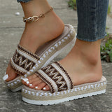 Women's Ethnic Style Thick Sole Woven Holiday Slippers