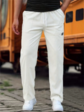 Men's Comfortable Textured Casual Regular Fit Straight Leg Pants