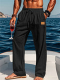 Causal Men's Linen Solid Color Drawstring Pants