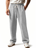 Men's Casual Solid Color Elastic Waist Wide Leg Sweatpants