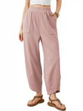 Women's Casual High Waist Wide Leg Loose Fit Pockets Corduroy Pants