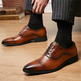 Men's Handsome Pointed Toe Lace Up Leather Oxford Shoes