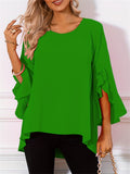 Women Ruffled Sleeve Loose Fit Chiffon Blouse Casual Elegant Shirts