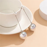 Vintage Long Chain Drop Faux Pearl Earrings for Lady