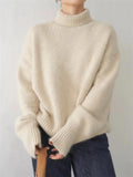 Women's Winter Gentle Pure Color High Neck Lazy Sweater