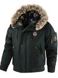 Men's Winter Fleece Lined Warm Parka Coats with Zipper Pockets and Patches