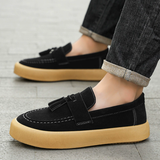 Men's Solid Color Suede Slip Ons Loafers Flats Shoes
