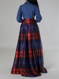 Women's Shirt Plaid Patchwork Sexy Casual Lapel Dress