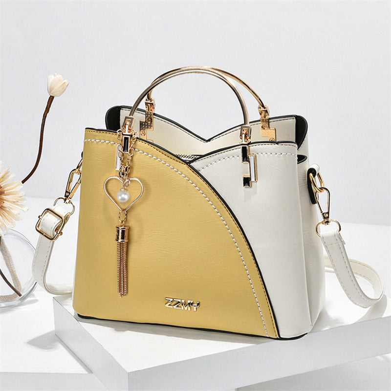 Female All-match Contrast Color Waterproof Handbag