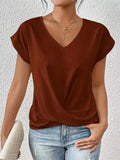 Women's Summer Basic Solid Color V Neck Short Sleeve T-Shirts