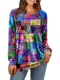 Women's Casual Autumn 3D Digital Printing Round Neck Long-sleeved Shirts
