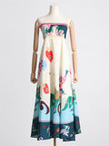 Women's Fashion Graffiti Pleated Hem Midi Dress