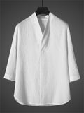 Men's Cool Zen Style Stand Collar Half Sleeve 2Pcs Outfits