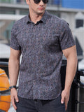 Men's Stylish Printed Short Sleeved Plus Size Holiday Shirts