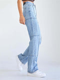 Spring Summer Casual High Waist Blue Jeans for Women