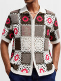 Men's Summer Holiday Style Jacquard Hollow Short Sleeve Shirts