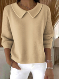 Women's Autumn Comfy Solid Color Peter Pan Collar Long Sleeve Shirts