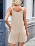 Women's Summer Casual Solid Color Pockets Strap Short Jumpsuits