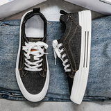 Men's Casual Trendy Lace Up Distressed Canvas Flats Shoes