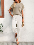 Women's Vacation Short Sleeve Loose Shirt + Summer Pants