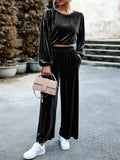 Elegant Stylish Velvet Two Piece Outfit for Women