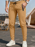 Men's Autumn Drawstring Zipper Sporty Fitted Pants