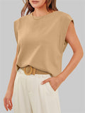 Female Casual Oversized Round Neck Sleeveless Shirt