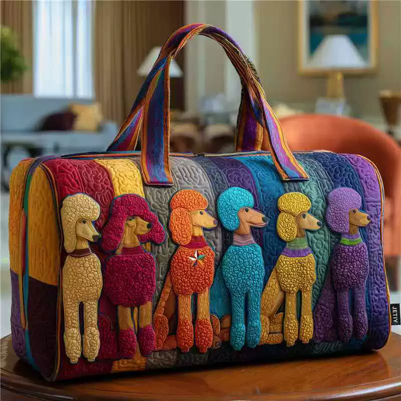 Colorful Poodle Pattern Weekender Duffle Bag