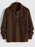 Men's Fall Winter Corduroy Long Sleeve Turn-Down Collar Shirts