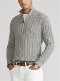 Mens Quarter Zip Pullover Cable Knit Sweater