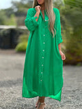 Women's Casual Button Up Turn-down Collar Dresses