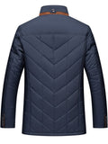 Men's Warm Quilted Coat with Faux Fur Collar for Cold Weather