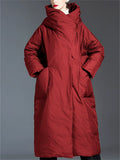 Korean Style Women's Hooded Knee Length Down Coat