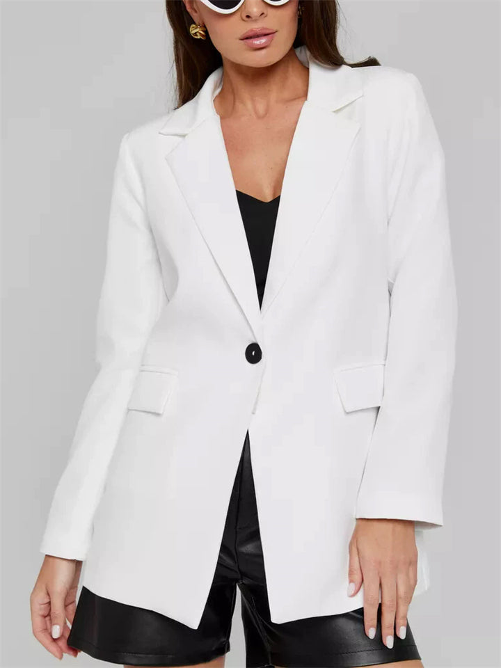 Women's Autumn Solid Color Single Breasted Suit Collar Jacket