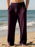 Men's Spring Drawstring Jacquard Pit Stripe Straight Leg Trousers