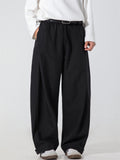 Men's Retro Pleated Solid Color  Elastic Waist Drape Wide Leg Suit Pants